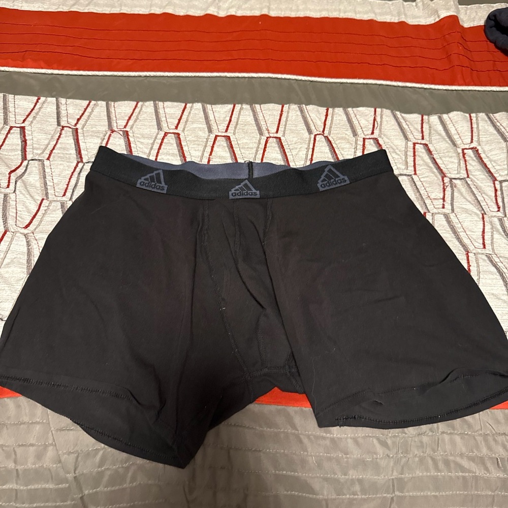 Adidas Men's Black Boxer Briefs with Blue Waistband
